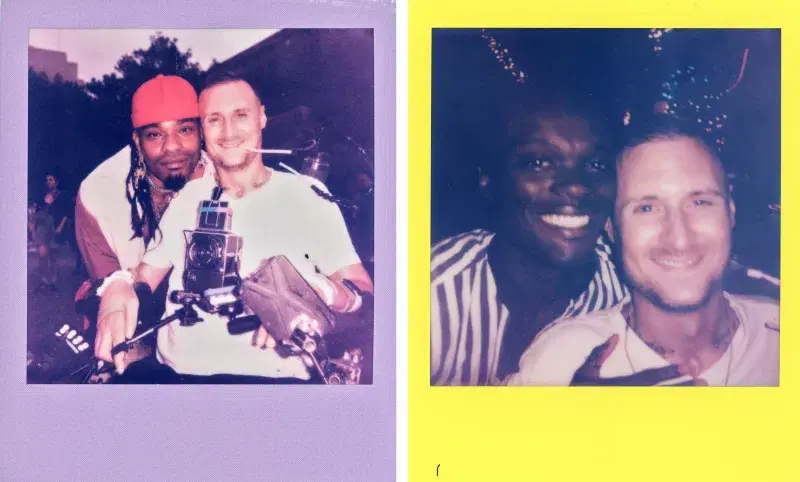 Polaroids of photographer Robert Andy Coombs with people