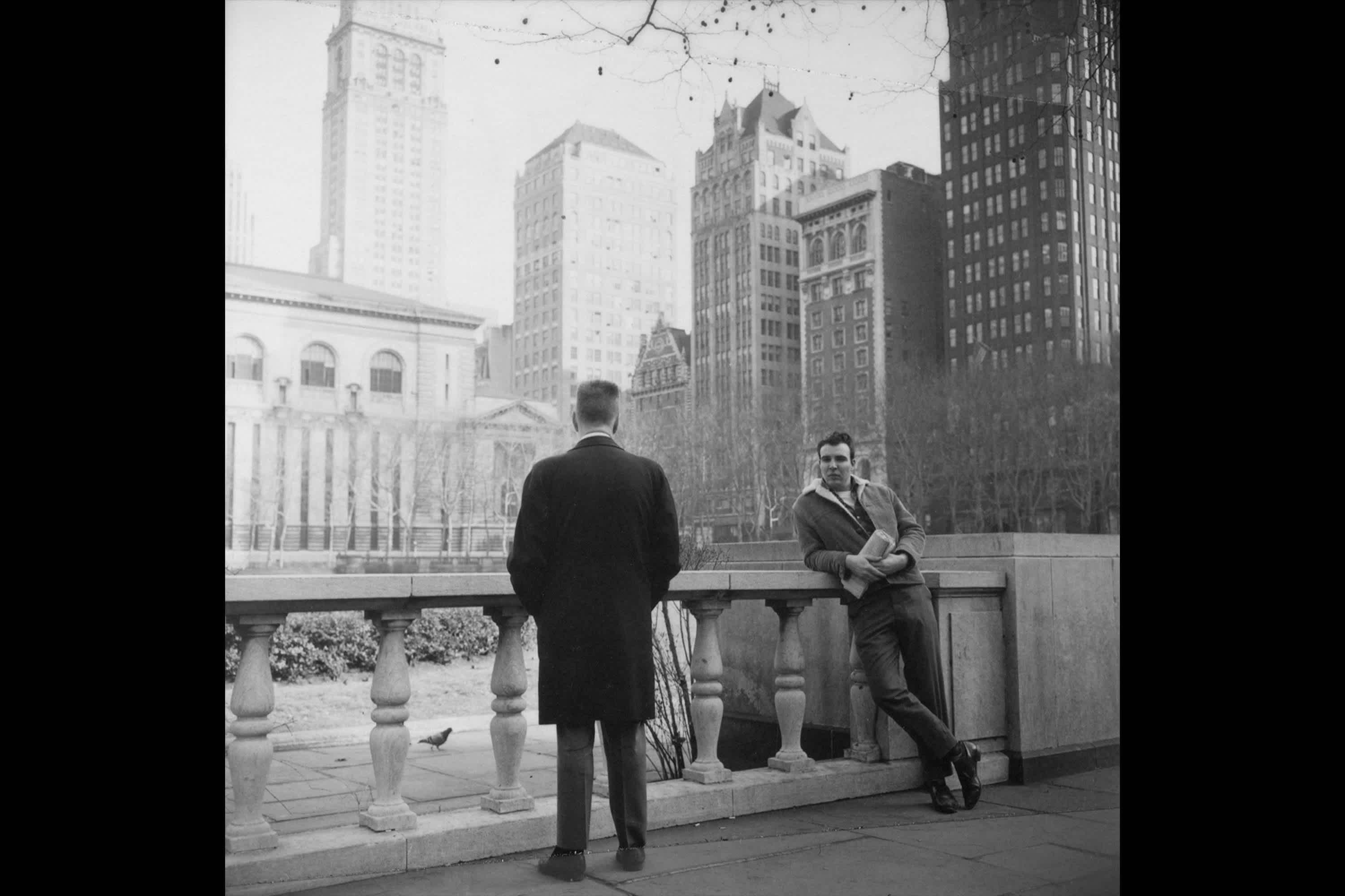 Two men in Bryant Park, 1960s