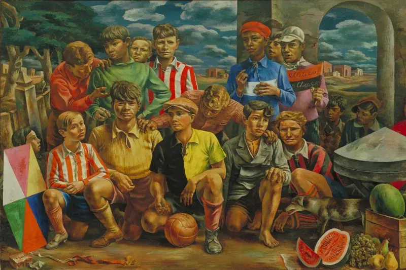 "New Chicago Athletic Club" (1937), by Antonio Berni. Courtesy, The Museum of Modern Art, New York. Inter-American Fund, 1942. © 2018 Fundación Antonio Berni and Luis Emilio De Rosa, Argentina