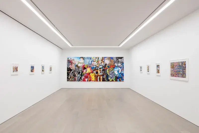 Installation view of Erró's exhibit at Perrotin (NY, 2019). Photo: Guillaume Ziccarelli. Courtesy, the artist and Perrotin