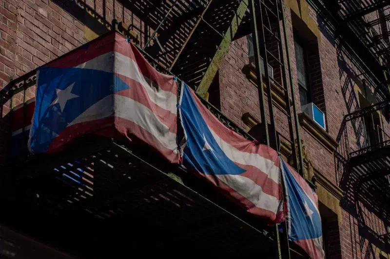 Puerto Rican flags in the South Bronx. Photo: Maridelis Morales Rosado 